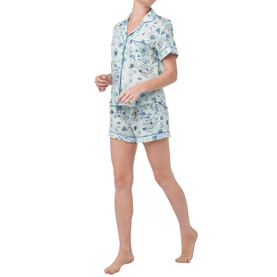 The Lazy Poet Nina Islas Baleares Blue Short Sleeve Pajama Set Online