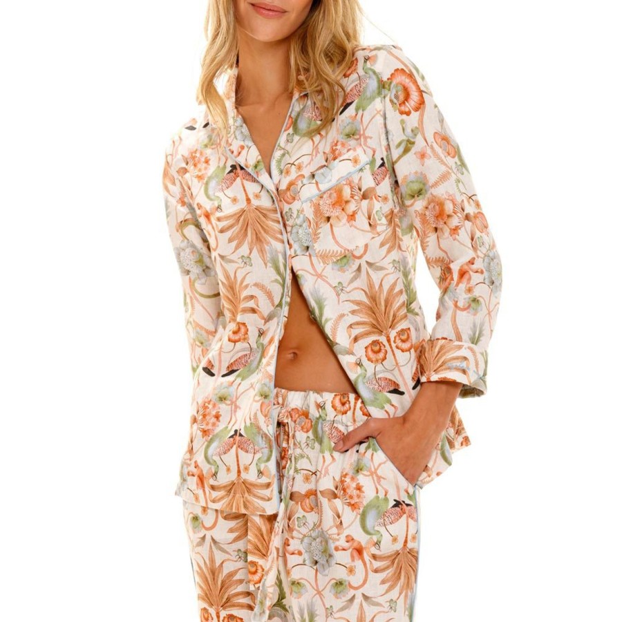 The Lazy Poet Emma Peach Jungle Lush Long Pajama Set Best