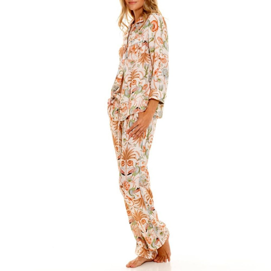 The Lazy Poet Emma Peach Jungle Lush Long Pajama Set Best