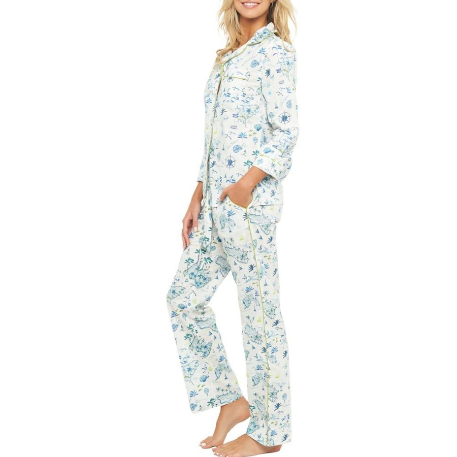 The Lazy Poet Emma Islas Baleares Ecru Long Pajama Set Best