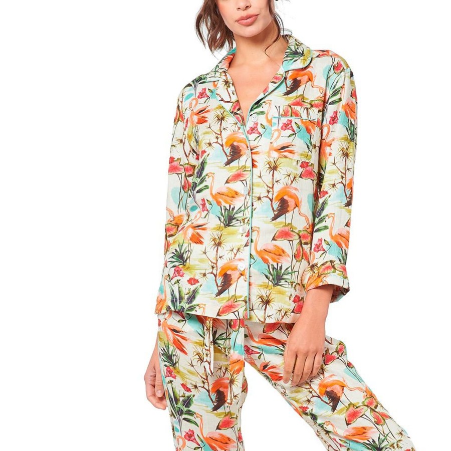 The Lazy Poet Emma Caribbean Flamingos Long Pajama Set Best