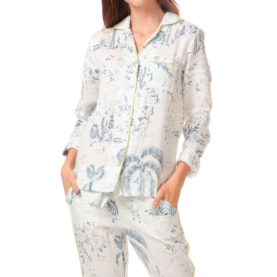 The Lazy Poet Emma Blue Peacock Long Pajama Set Hot