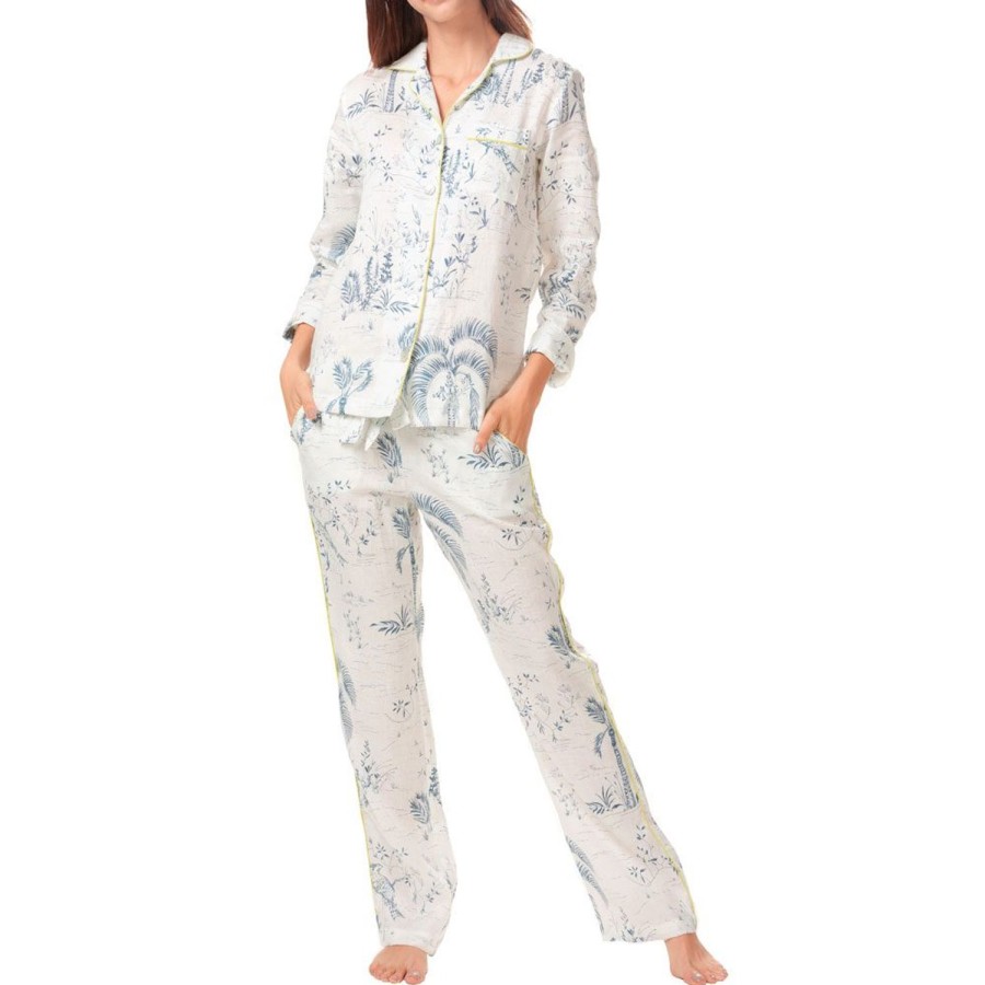 The Lazy Poet Emma Blue Peacock Long Pajama Set Hot