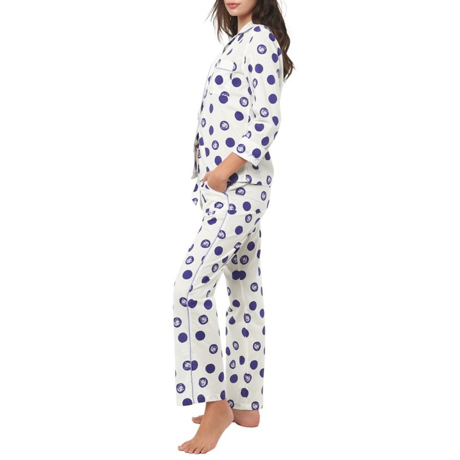 The Lazy Poet Emma Tiger Dots Ecru Long Pajama Set Clearance