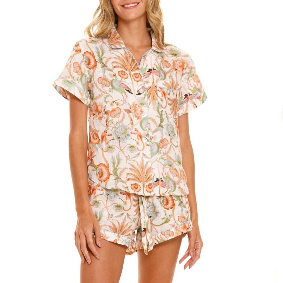 The Lazy Poet Nina Peach Jungle Lush Short Pajama Set Online