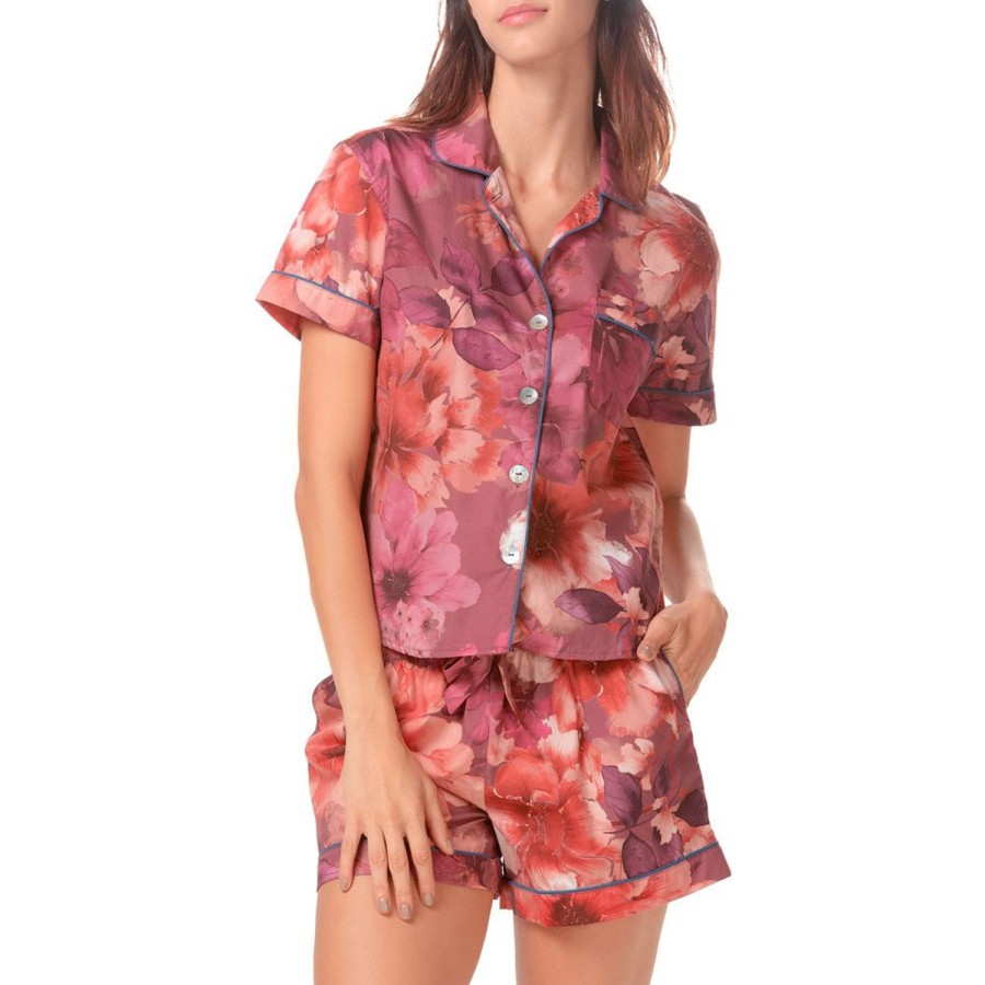 The Lazy Poet Nina Red Dahlia Short Pajama Set Hot