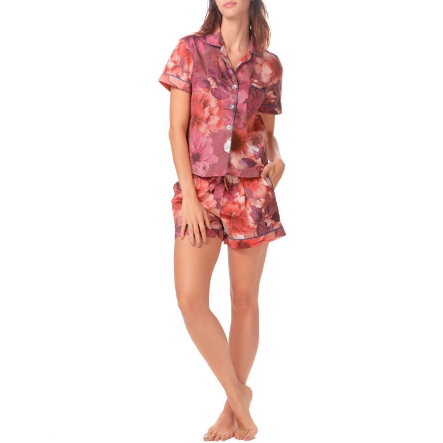 The Lazy Poet Nina Red Dahlia Short Pajama Set Hot