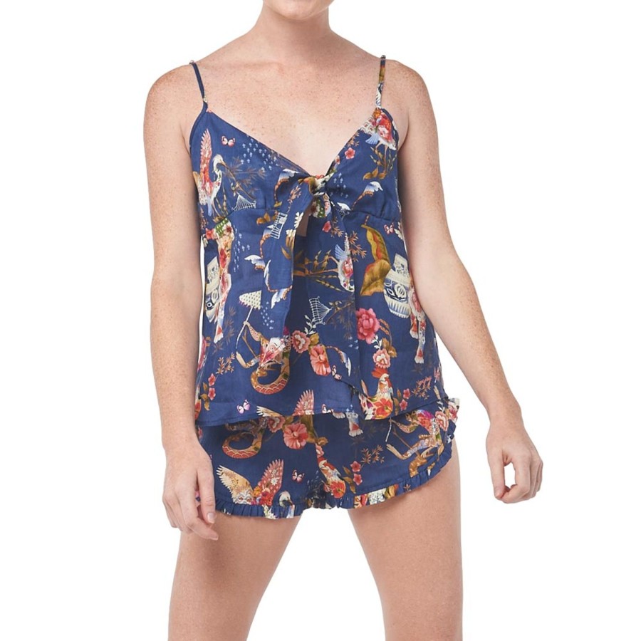 The Lazy Poet Rosie Secret Garden Blue Sleeveless Short Pajama Set Clearance