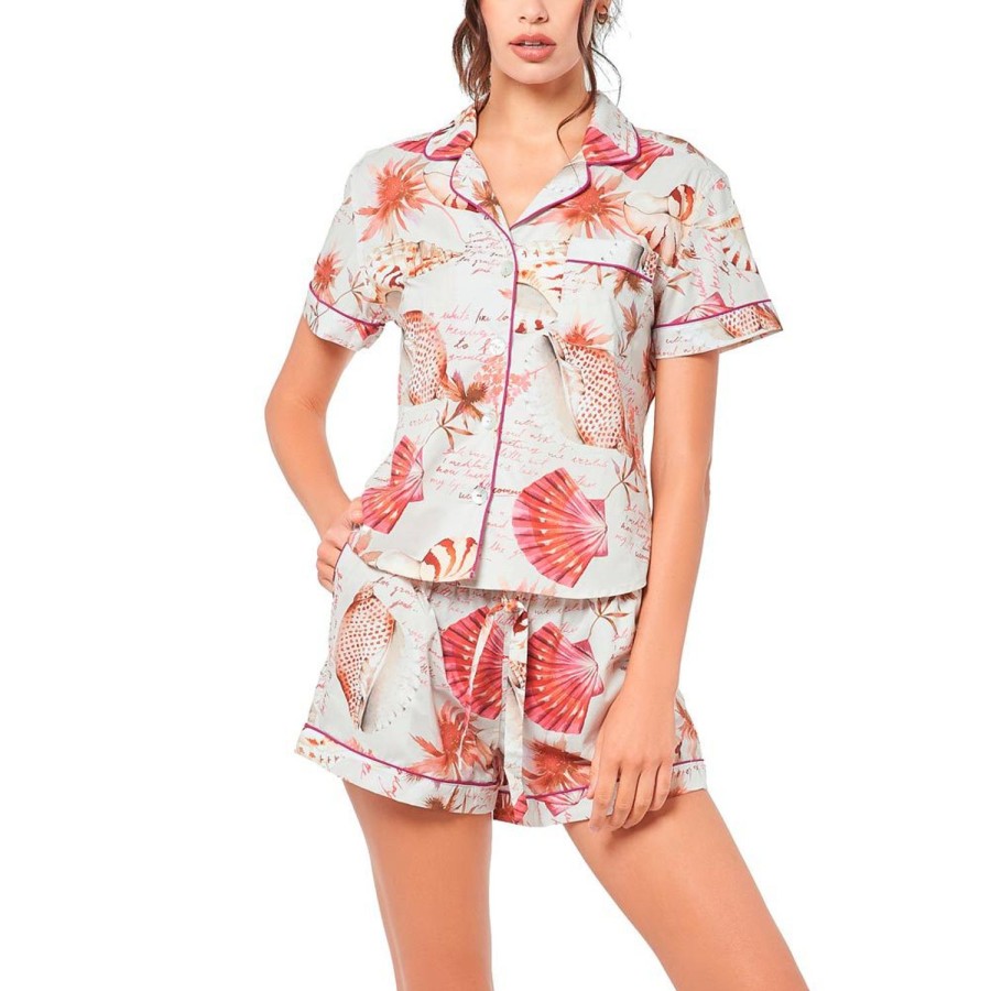 The Lazy Poet Nina Sea Shells Short Sleeve Pajama Set Best