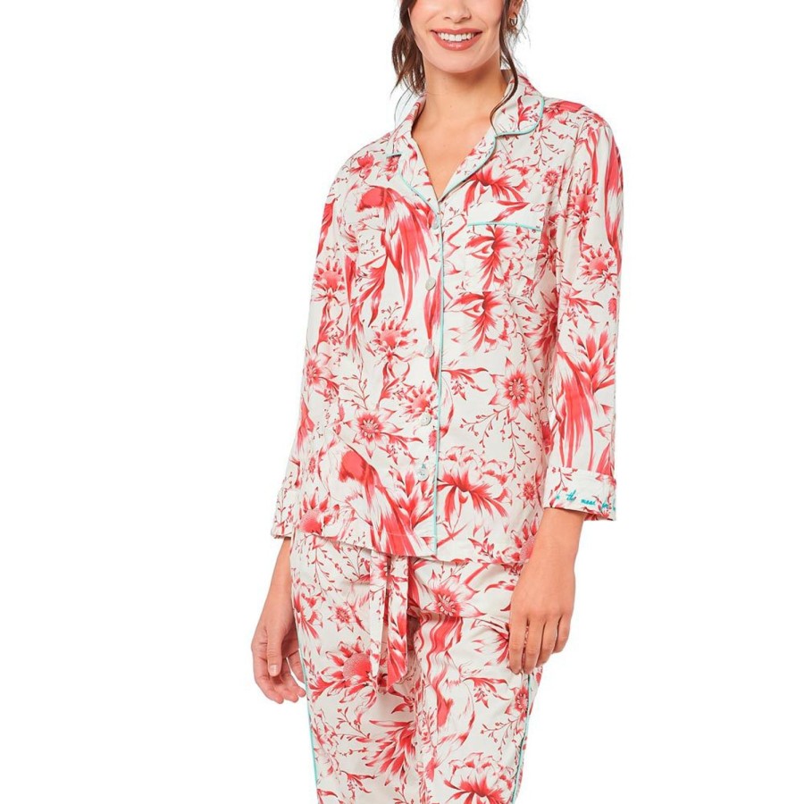 The Lazy Poet Emma Tropical Paradise Red Long Pajama Set Online