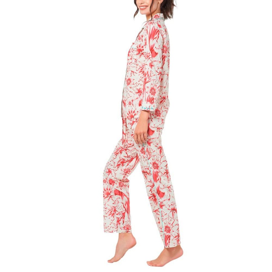 The Lazy Poet Emma Tropical Paradise Red Long Pajama Set Online