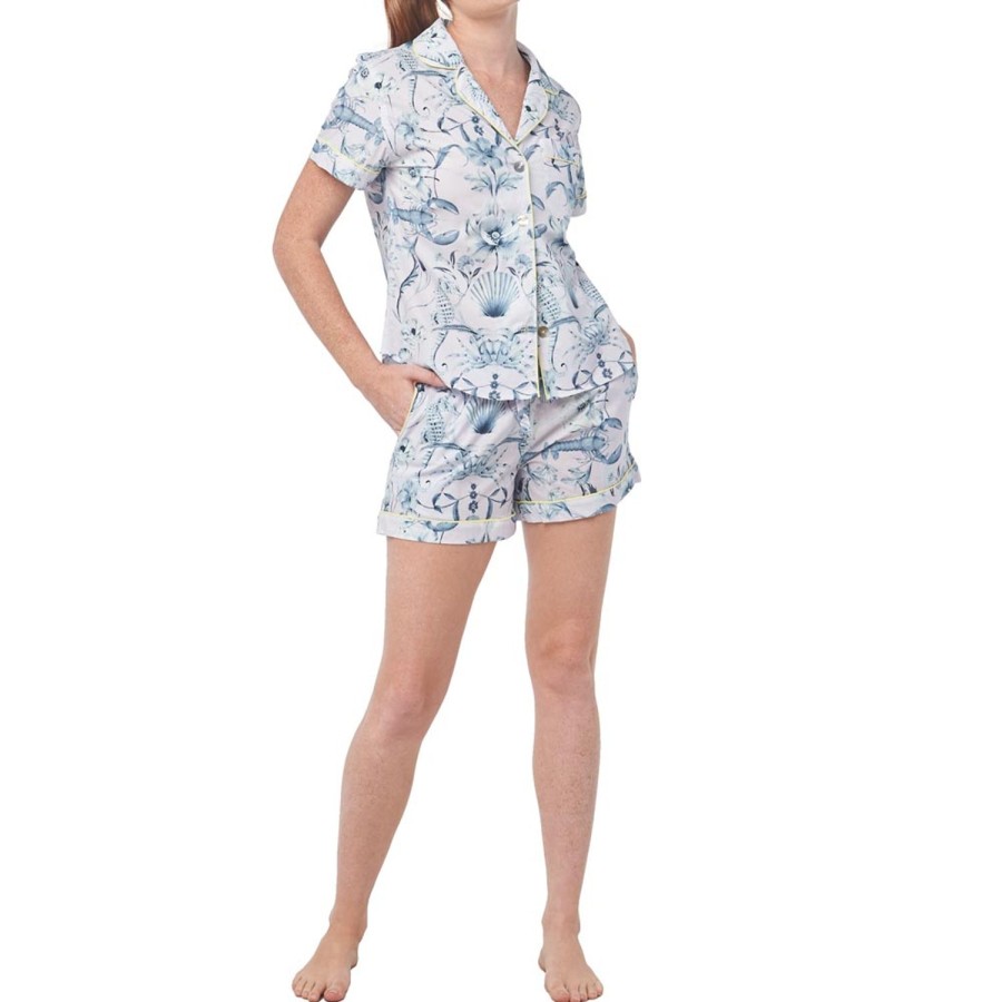 The Lazy Poet Nina Seahorses & Friends Lila Short Pajama Set Wholesale