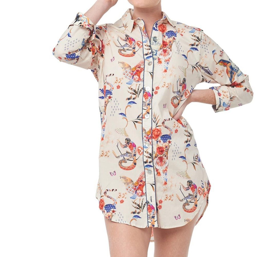 The Lazy Poet Sissy Secret Garden Ecru Boyfriend Sleep Shirt Online