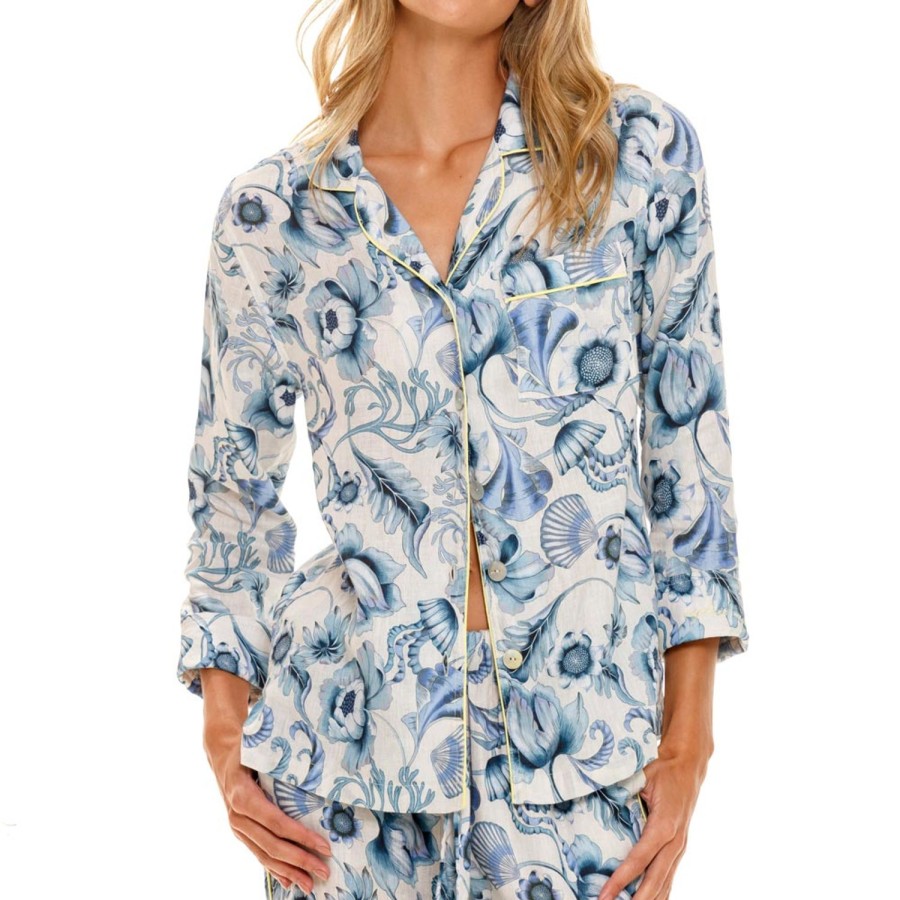 The Lazy Poet Emma Blue Medusa Long Pajama Set New