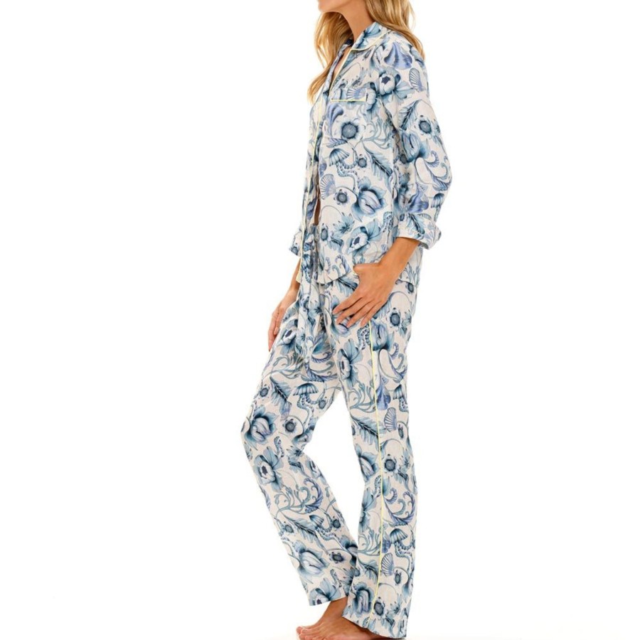 The Lazy Poet Emma Blue Medusa Long Pajama Set New