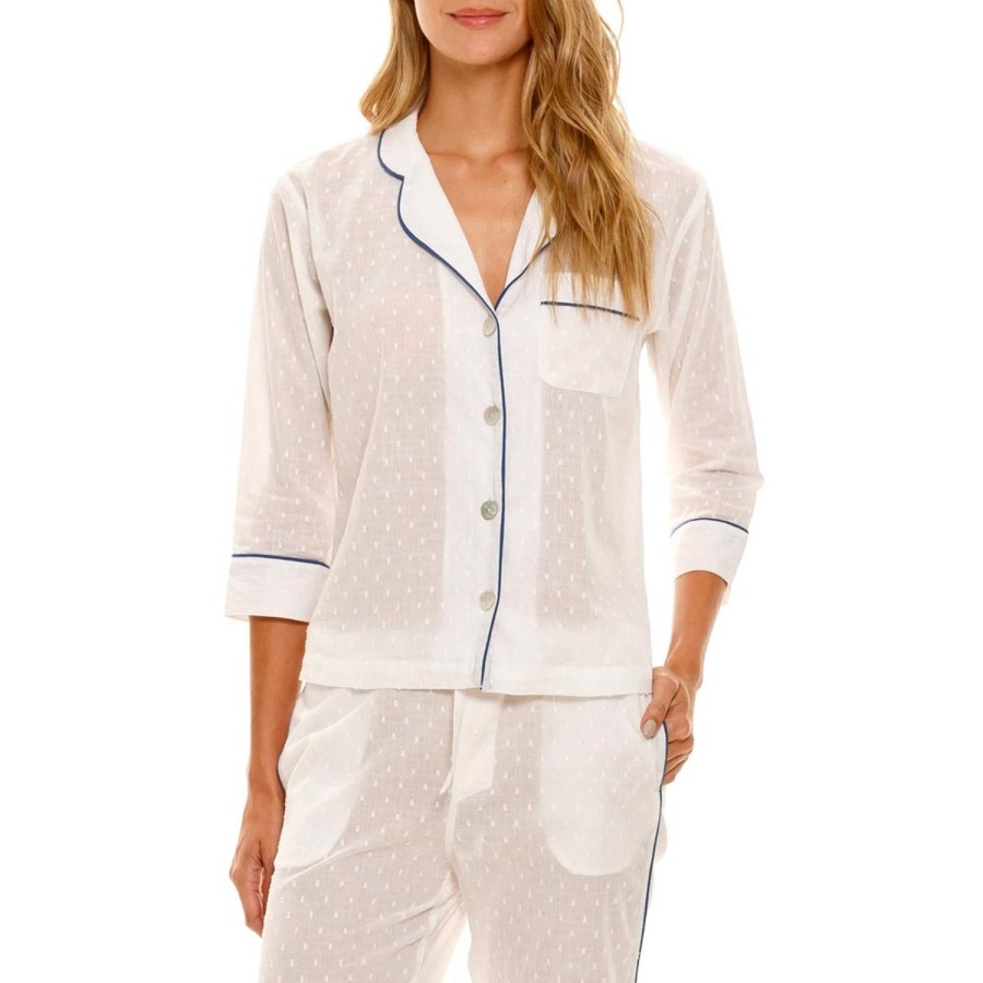 The Lazy Poet Emma Swiss Dot Long Pajama Set Clearance