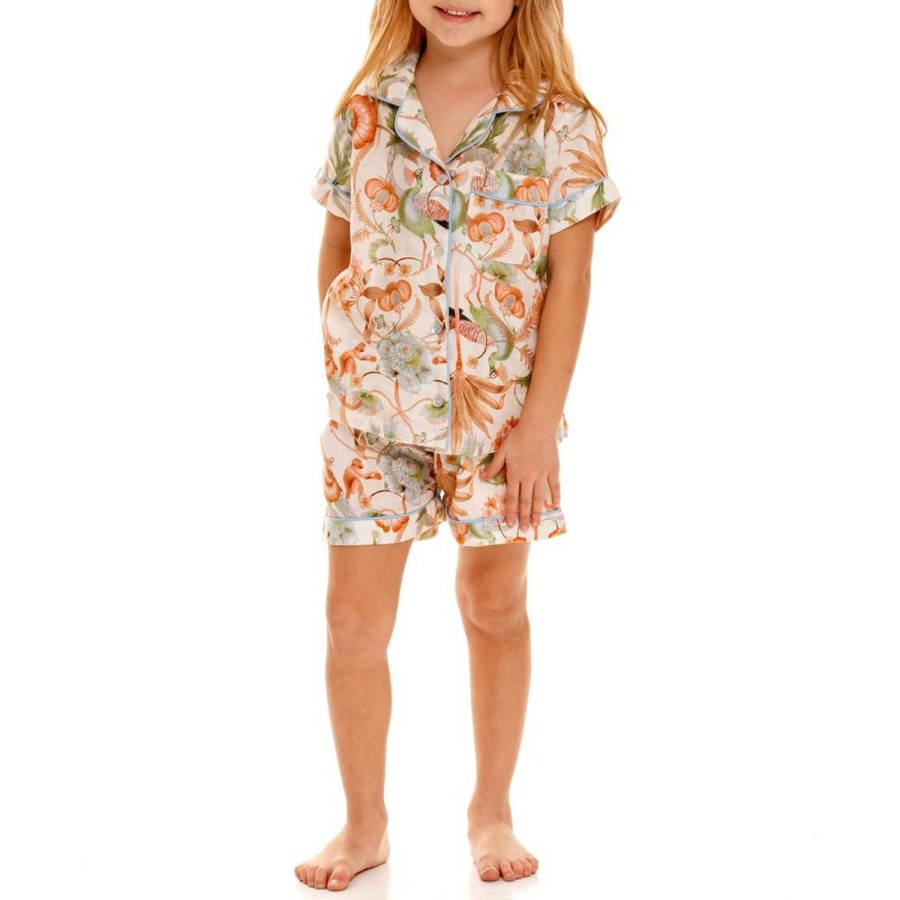 The Lazy Poet Mini Nina Peach Jungle Lush Short Pajama Set Clearance