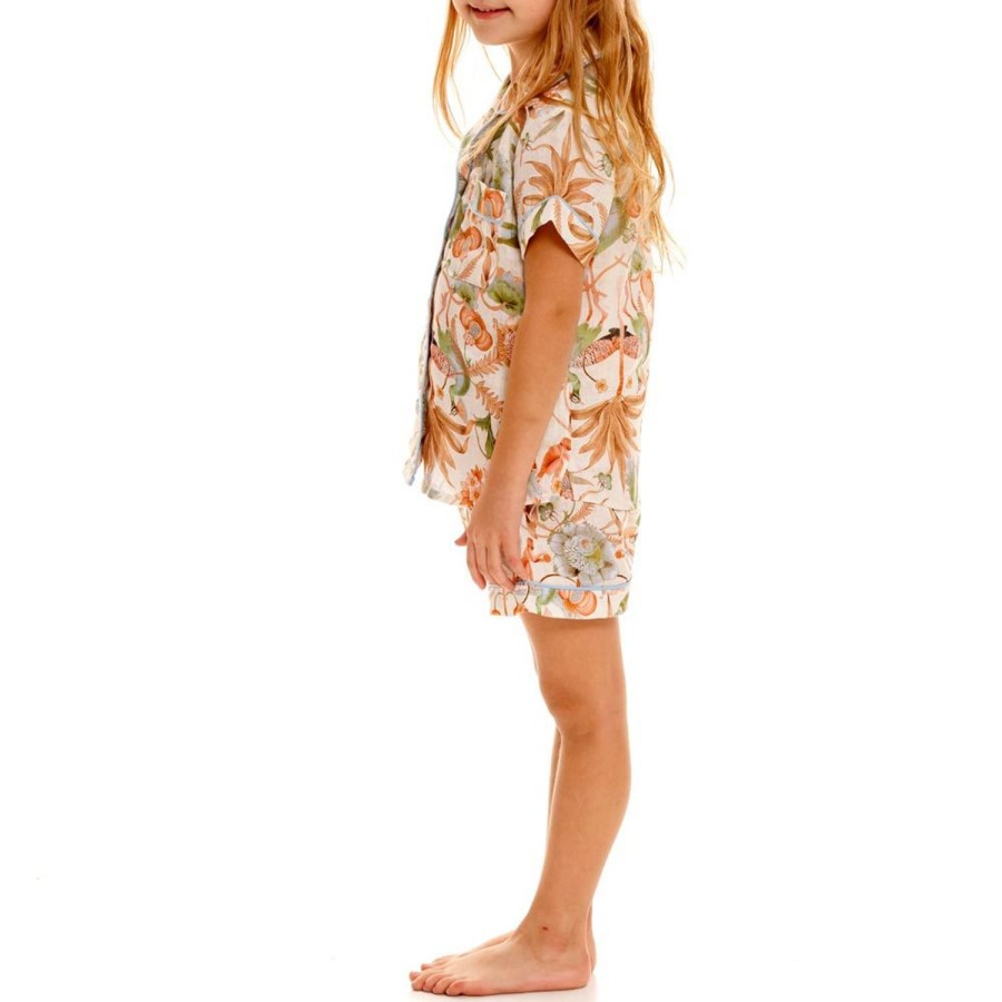 The Lazy Poet Mini Nina Peach Jungle Lush Short Pajama Set Clearance