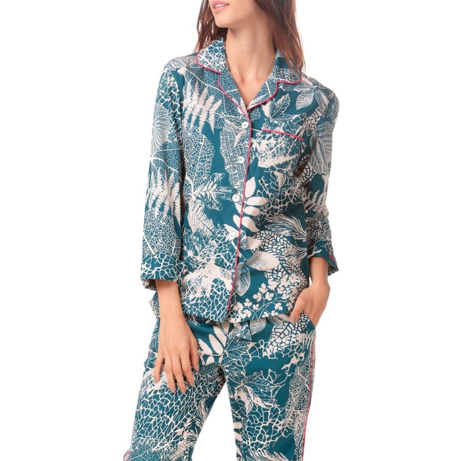 The Lazy Poet Emma Ink Lace Long Pajama Set Wholesale