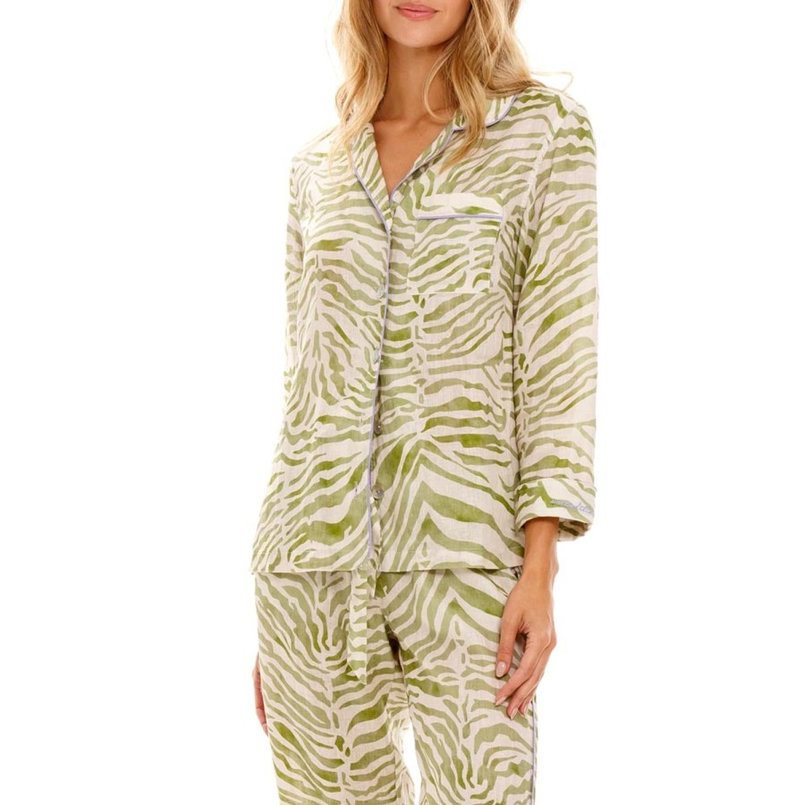 The Lazy Poet Emma Olive Zebra Long Pajama Set Wholesale