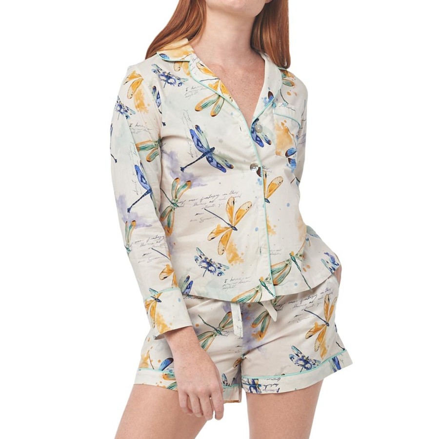 The Lazy Poet Vera Dancing Dragonflies Longsleeve & Short Pajama Set Clearance