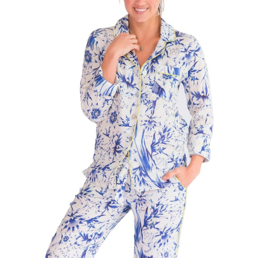 The Lazy Poet Emma Tropical Paradise Blue Long Pajama Set Online