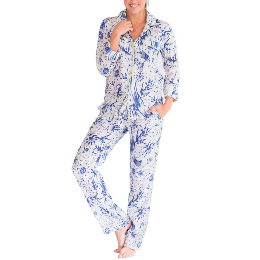 The Lazy Poet Emma Tropical Paradise Blue Long Pajama Set Online