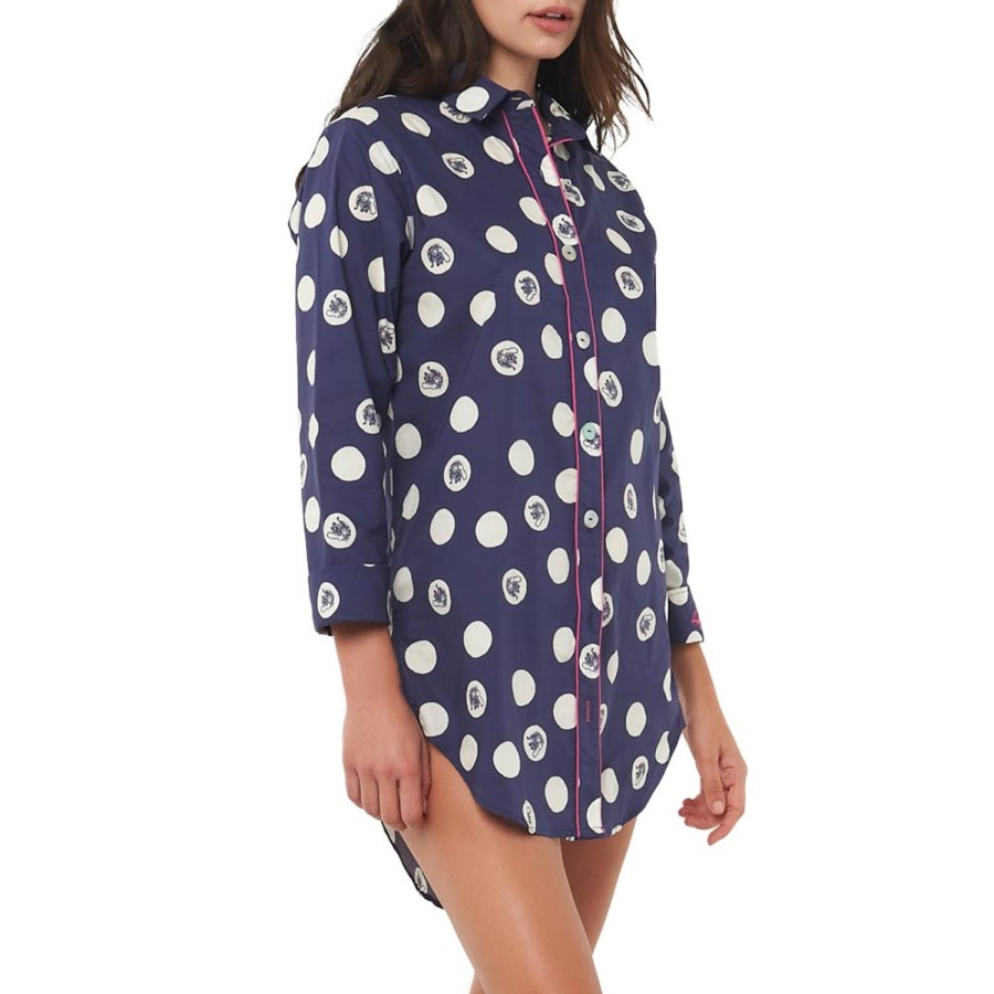 The Lazy Poet Sissy Tiger Dots Blue Boyfriend Sleep Shirt New