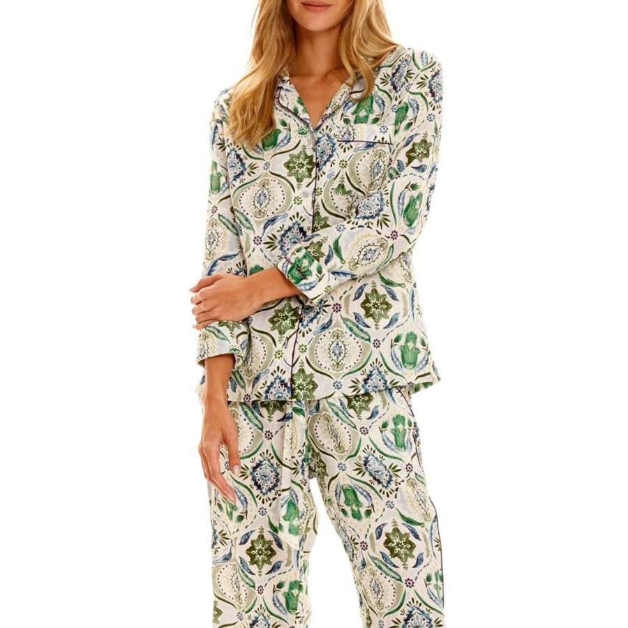 The Lazy Poet Emma Hamsa Blessing Green Long Pajama Set Hot