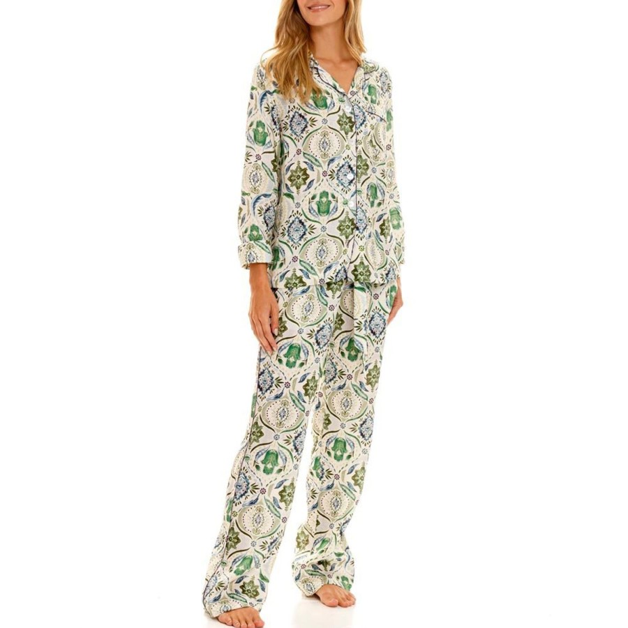 The Lazy Poet Emma Hamsa Blessing Green Long Pajama Set Hot