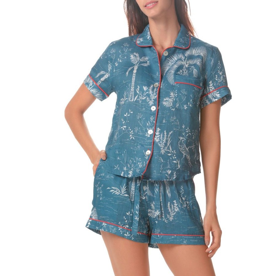 The Lazy Poet Nina Indigo Peacock Short Pajama Set Online