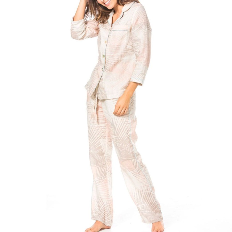 The Lazy Poet Emma Dreamy Palms Long Pajama Set Clearance