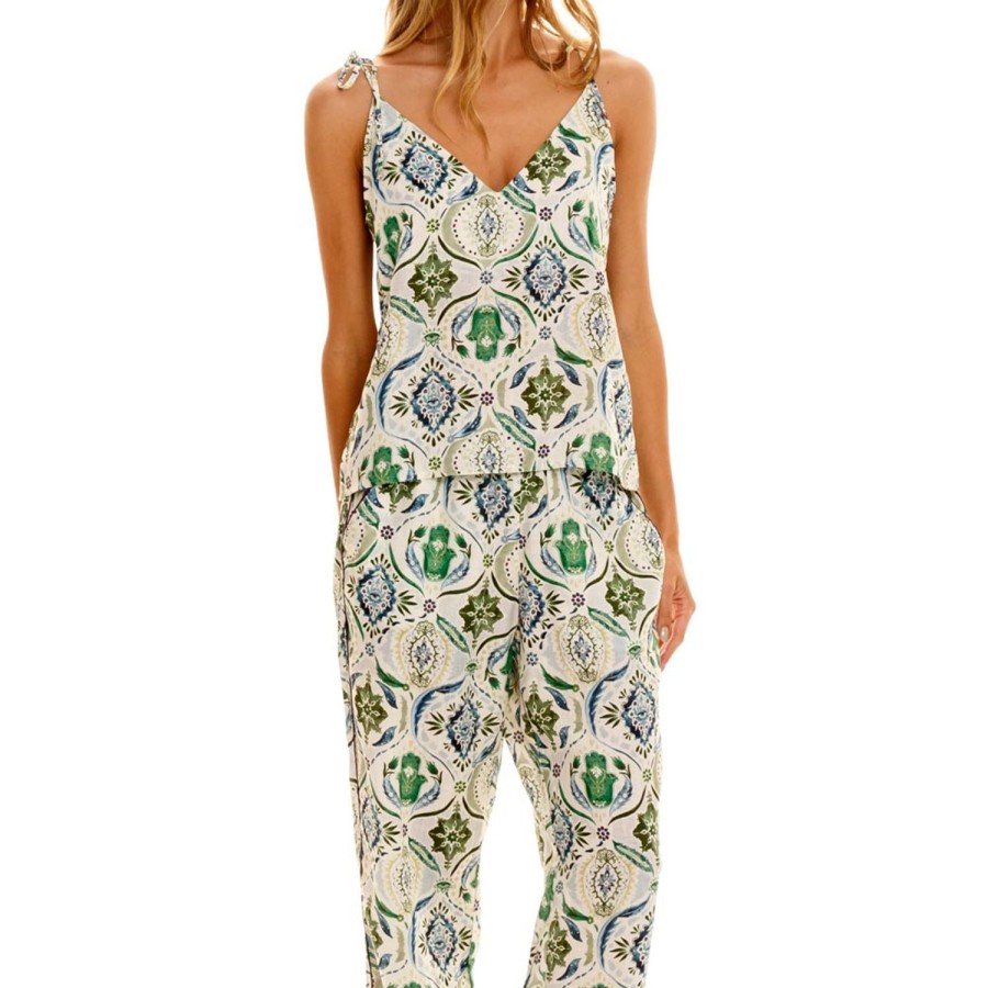 The Lazy Poet Amelie Hamsa Blessing Green Pajama Set Clearance